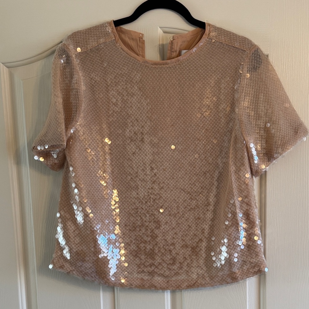 LOFT Sequin Beige Blouse New With Tags